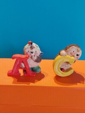 Cute Red and Yellow Hedgehog Alphabet Figurines - Pets Small Pets Decor